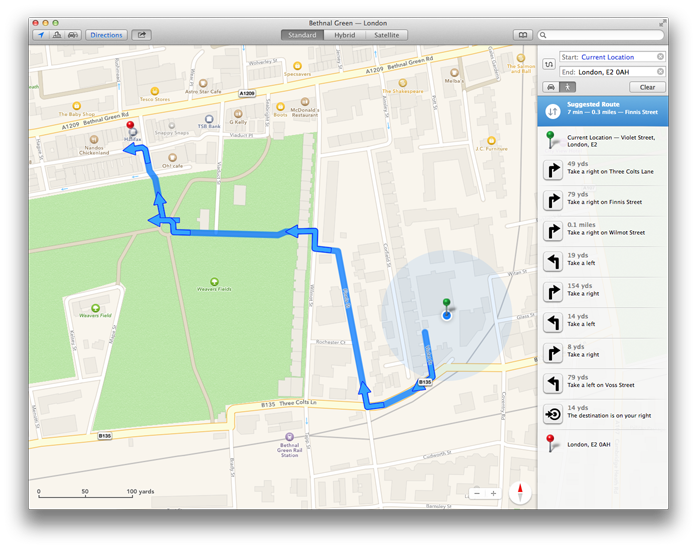 Apple Maps Desktop Directions