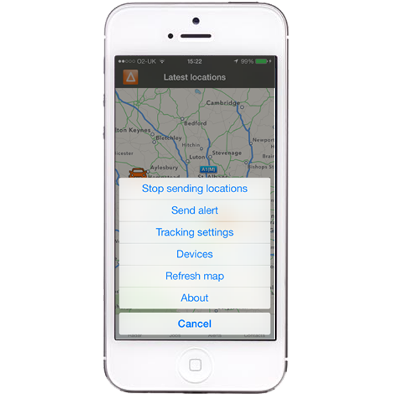 AutoAlert iPhone and iPad Monitor Options screen