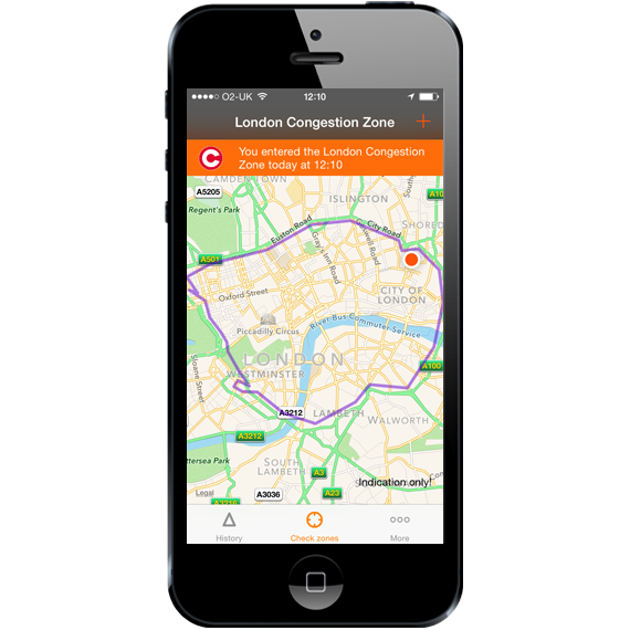 London Congestion Charge App - Entered zone