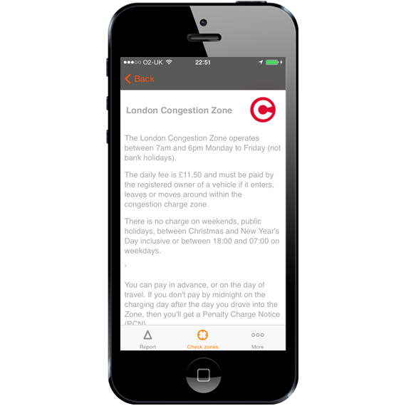 London Congestion Charge App - Congestion Charge Information