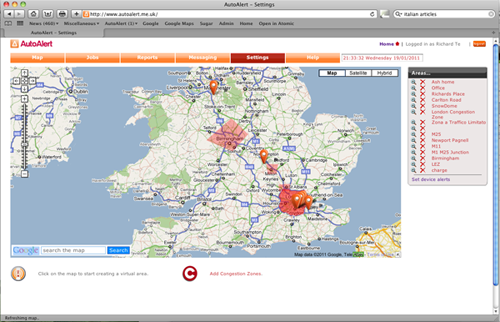 Setting up virtual geofence areas with AutoAlert