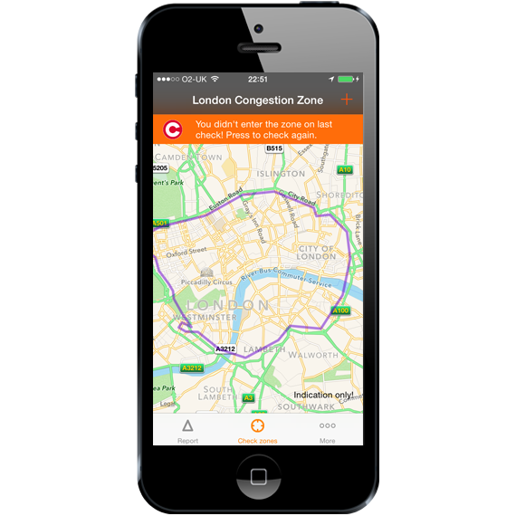 London Congestion Charge App - Did not enter zone