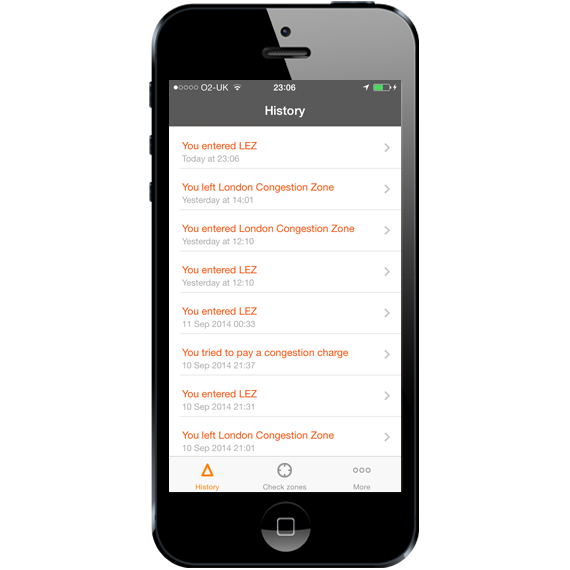 London Congestion Charge App - History