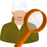 Engineer with magnifying glass